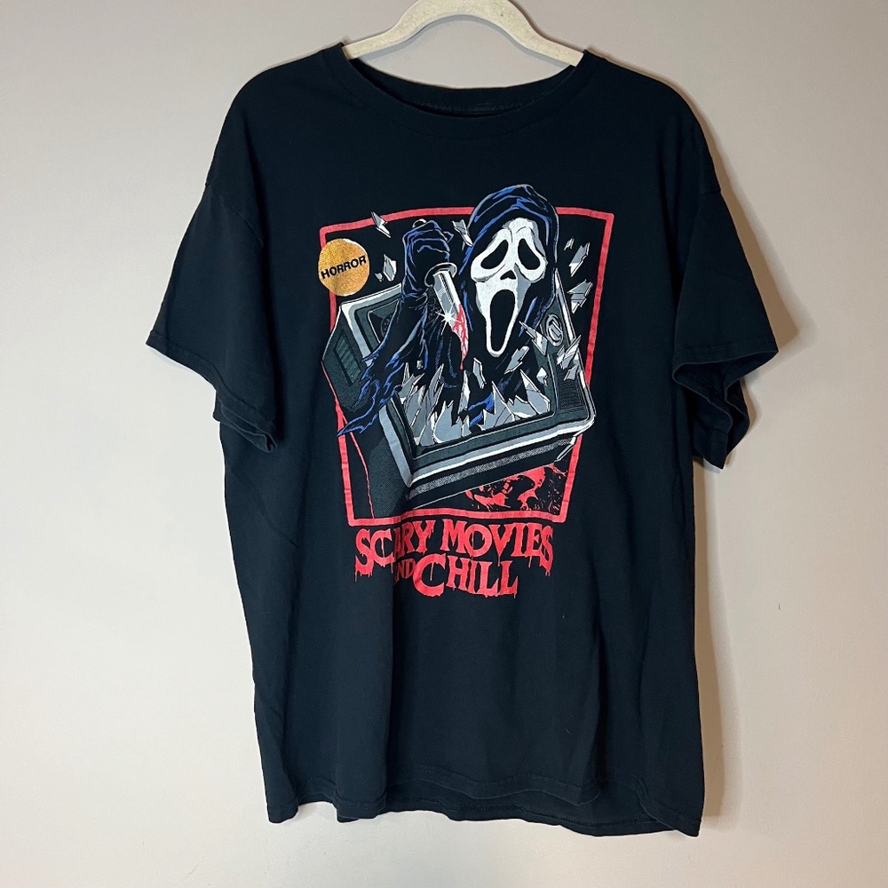 Ghost Face Scream Scary Movies & Chill Graphic T-Shirt Horror